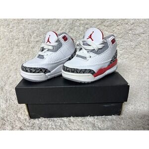 Nike Air Jordan 3 Retro Td White Fire Red Black Sz 3c DM0968-160 Fast Shipping